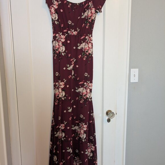 Pink Blush off shoulder long maternity gown size small - Picture 6 of 7